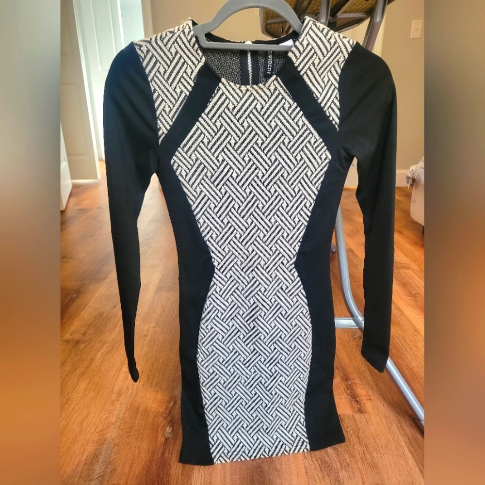Black and white block coloring dress